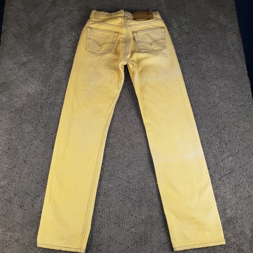 VTG 90s Levis 501 Jeans Mens 29x34 Yellow Denim Button Fly 501 0648 Made In USA